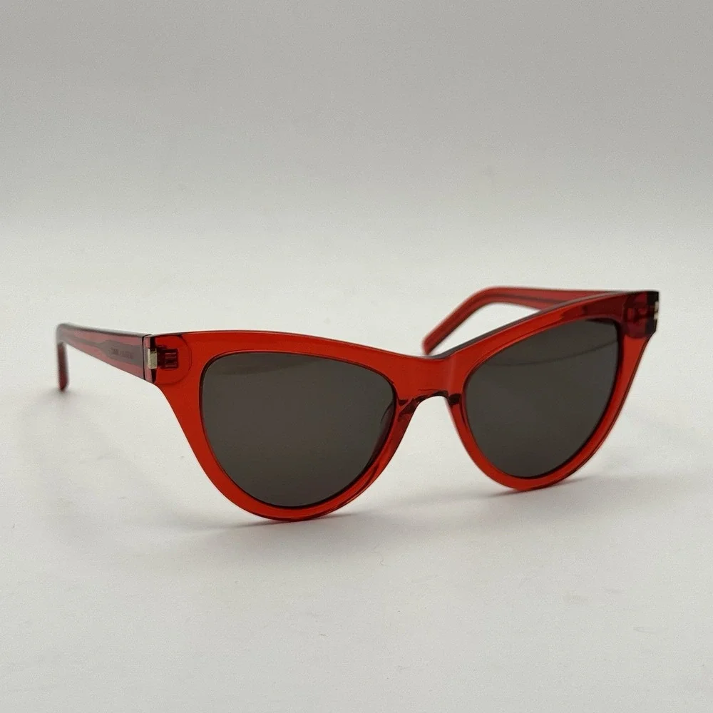 New SAINT LAURENT SL425 005 54mm Red‎ Cat Eye Oversized Sunglasses Italy Black